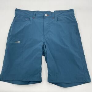 L.L. BEAN Casual Shorts Mens Size 34W Teal 10 Inch Inseam Nylon Stretch